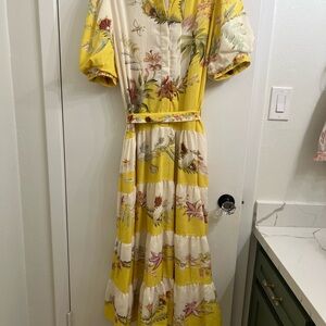 Beulah Yellow and Cream Floral Maxi Dress